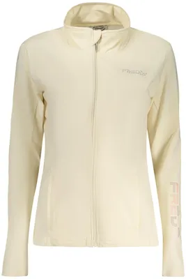 Produktbild von Bequeme Damen Sweatjacke Beige mit Reißverschluss und Applikation