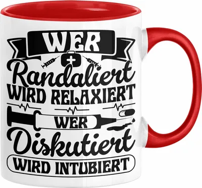 Produktbild von Wer Randaliert Wird Relaxiert Wer Disutiert Wird Intubiert Tasse Geschenk Krankenschwester Anästhesie Propofol Geschenkidee Kaffee-Becher (Rot)