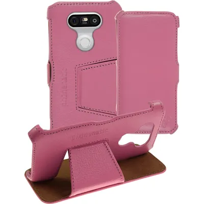 Produktbild von PhoneNatic Echt-Lederhülle kompatibel mit LG G5 - Leder-Case rosa + Glasfolie