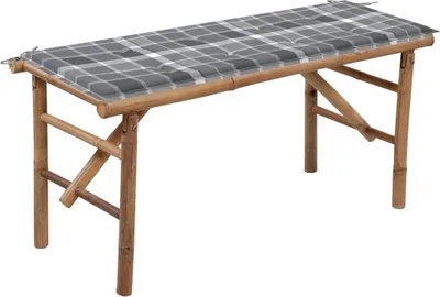 Immagine prodotto di The Living Store Panca da giardino pieghevole con cuscino 118 cm in bambù