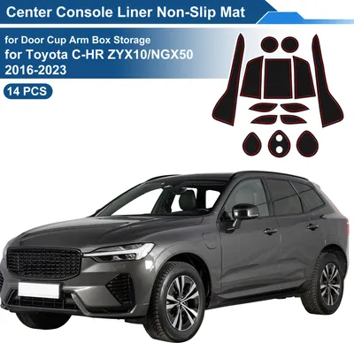Image de Tapis Antidérapant Pour Toyota C-Hr Zyx10/Ngx50 2016-2023, Rainure De Porte, Tapis De Rangement Antidérapant En Pvc, Rouge, 14 Pièces