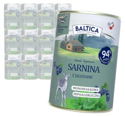 Zdjęcie produktu dla Baltica Sarnina z Jeżyną 12x400g Monoproteinowa Bezzbożowa Mokra Karma Dla Psa