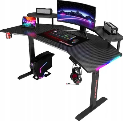 Produktbild von Ekspand | Elektrischer Schreibtisch - Schwarz - Höhenverstellbar 72-118 cm - 160 cm Breite - Led-beleuchtung