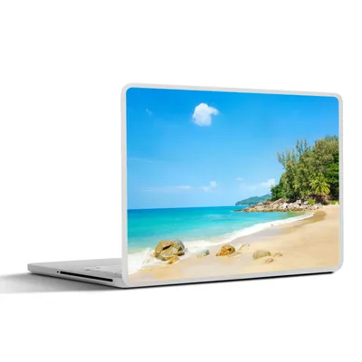 Produktbild von MuchoWow® Laptop Aufkleber Sticker Cover Strand - Meer - Pflanzen - Tropisch 31x22.5 cm - Laptop-Deko