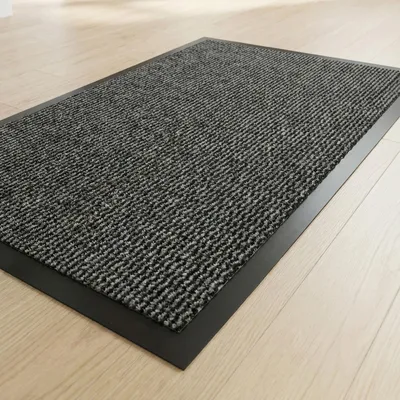 Produktbild von HELLSER Fußmatte – Schmutzfangmatte für außen & innen, rutschfest & flach (90 x 150 cm) Schwarz-Grau