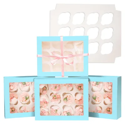 Produktbild von Automatische Pop-Up Cupcake-Boxen mit Fenster - Set von 6 für 12 Cupcakes