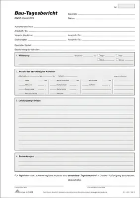Image de RNK Verlag 1306 Bau-Tagesbericht - Bloc, 3 x 50 feuilles, DIN A4, avec papier autocopiant