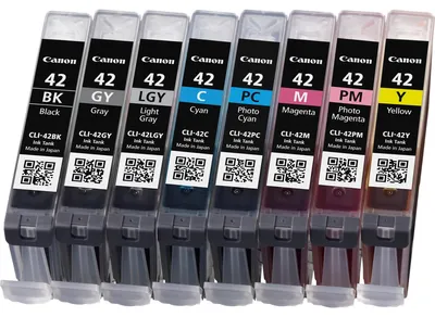 Zdjęcie produktu dla Canon 6384B010, Standardowa wydajność, Czarny, Cyjan, Szary, Jasny Szary, Purpurowy, Cyan fotograficzny, Magenta fotograficzna, Żółty, Tusz na bazie pigmentu, Atrament barwnikowy, 8 szt., Multipak