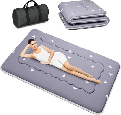 Imagen del producto de Colchón japonés tipo futón, esterilla de tatami plegable, superficie para dormir portátil con bolsa y correa, colchón para el suelo, colchón para dormir acolchado, colchón para camping (Gris YU1, 90x200 cm)