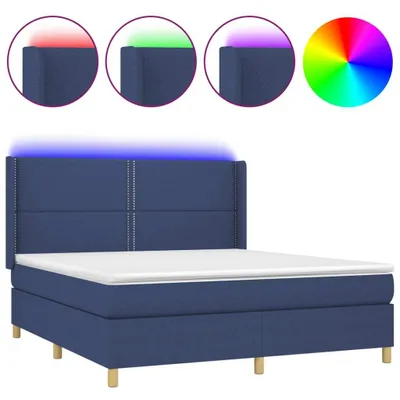 Produktbild von vidaXL Boxspringbett mit Matratze & LED Blau 180x200 cm Stoff