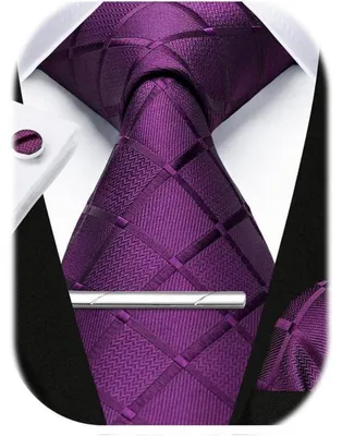 Imagen del producto de Corbata, pañuelo de bolsillo, gemelos, color púrpura