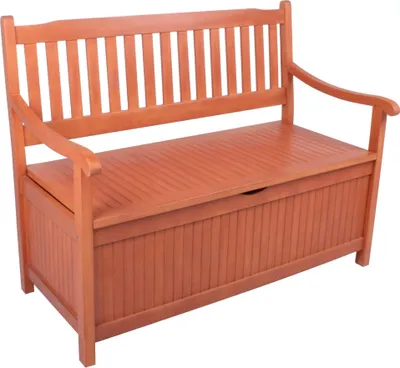 Produktbild von Jardinion Gartenbank Houston 107 x 59 x 90cm (LxBxH) Truhenbank Bank mit Stauraum Holzbank Garten Braun, Sitzbank, Balkonbank, Klappbank, Stauraumbank