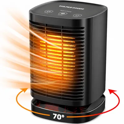 Produktbild von Vulpes Goods Keramik Heizlüfter - Keramik Heizung - 950 Watt Heizung - Oszillation 70° - 3 Leistungsstufen - Elektrischer Heizlüfter - Heizlüfter - Schwarz, KI-generiertes Bild