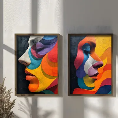 Immagine prodotto di Wallity, AI134, quadro decorativo con cornice in MDF (2 pezzi), 100% MDF, multicolore, 50 x 70 x 3,5 cm
