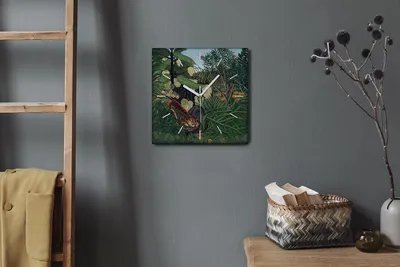 Produktbild von Coloray Hodiny Unikátní 30x30 cm  Tiché hodiny Pro obývací pokoj a kuchyň Nástěnné hodiny Plátno Bílé ručičky hodin - Ovocné stromy tygří džungle