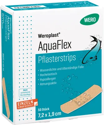 Produktbild von WERO Weroplast Weroplast® AquaFlex Pflasterstrips7,2 x 1,9 cm, 50 Stk/Pkg