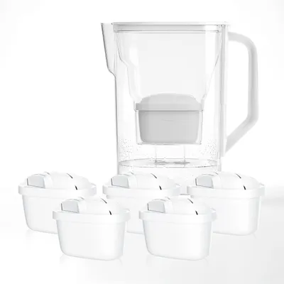 Produktbild von Wessper Wasserfilter Kanne für Kühlschranktür 2,7L set mit 6 filter - Weiß