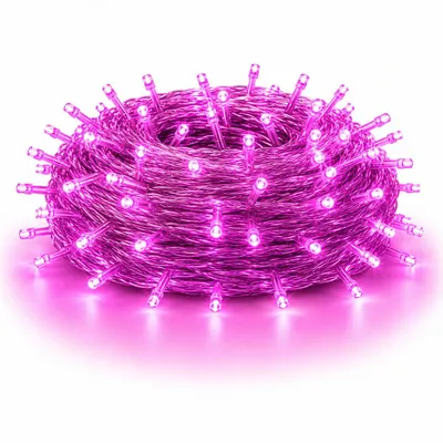 Obrázek produktu pro 10M 100LEDs 8 režimů pohádkové světla napájení LED vánoční pohádkové světla průhledný kabel pokoj dekorace světlo strana zahrada vánoční strom osvětlení, růžová