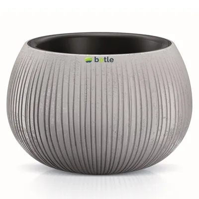 Obrázek produktu pro Květináč vlnitý vzor Imitace betonu 29x19,5cm šedá plantážník s vložkou