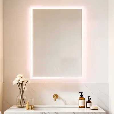 Produktbild von WISFOR Badspiegel mit Beleuchtung ohne Rahmen 60×80cm, LED Badspiegel Wandspiegel mit Touch-schalter Dimmbar