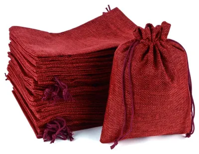 Image de Lot de 30 sacs en jute avec cordon de serrage, idéal pour les cadeaux