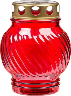 Produktbild von Grablicht-Glas mit Kerze, rot, Höhe 13 cm, Brenndauer 16 h