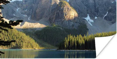 Produktbild von MuchoWow® Poster Schneebedeckte Berge und Wälder spiegeln sich im Moraine Lake in Kanada 160x80 cm - Foto Poster