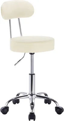 Obrázek produktu pro Happyment® Ergonomická židle s opěradlem - Výškově nastavitelná - Na kolečkách - Sedací židle - Kancelářská židle - Krémová
