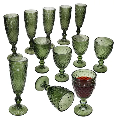 Immagine prodotto di Set di bicchieri da vino Diamond 12 pezzi bicchieri da champagne verde vino bianco festa