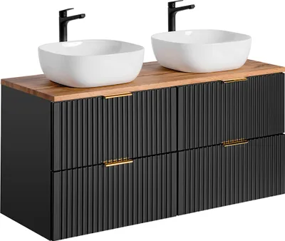 Produktbild von Doppelwaschtisch 120.8cm Adriel mit 4 Schubladen, Schwarz