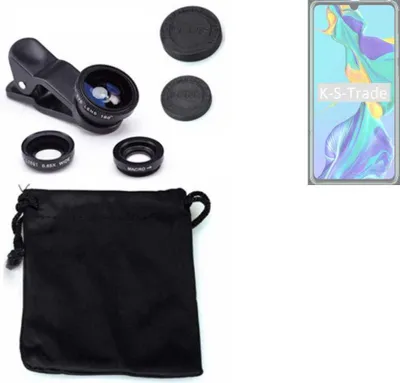 Produktbild von K-S-Trade Smartphone Kamera Linsen Set Kompatibel mit Huawei P30 3in1 Clip-On Kamera Adapter Macro Weitwinkel FishEye Fischauge Objektiv Linse