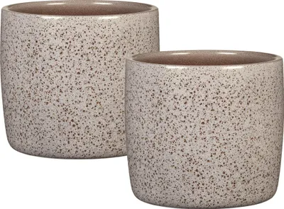 Produktbild von Scheurich Solido, Blumentopf 2er Set aus Keramik,  Farbe: Roccia, 15 cm Durchmesser, 13,7 cm hoch, 1,9 l Vol.