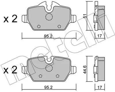 Produktbild von METELLI Bremsbeläge Satz Hinten Bremsklötze für BMW 3 Touring (E91) 22-0641-0
