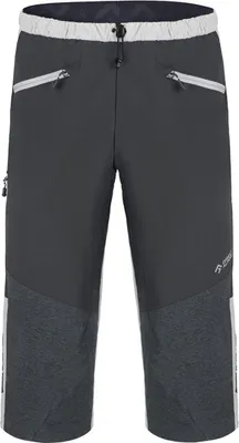 Dunkelgraue 3/4-Hose ASCENT LIGHT von DirectAlpine mit zwei Reißverschlusstaschen und grauen Einsätzen.