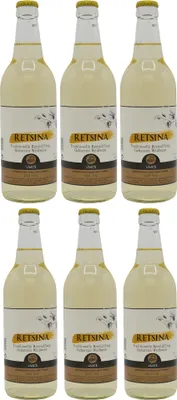 Produktbild von Retsina Samos 6x 0,5l Flasche | Geharzter Weißwein aus Griechenland | 13% Vol.