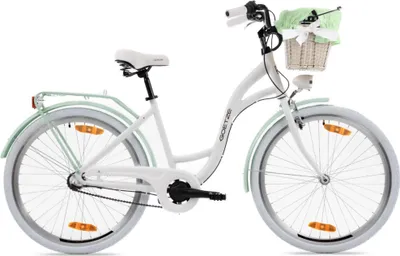 Produktbild von Goetze Style 26 Zoll City Bike, 43 cm ALU Rahmen, 3-Gang Shimano Nexus, Rücktrittbremse & V-Bremse, LED-Beleuchtung, Gepäckträger, Rattankorb mit Bezug
