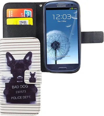 Produktbild von Handyhülle Tasche für Handy Samsung Galaxy S3 / S3 Neo Böser Hund Weiß
