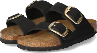 Produktbild von BIRKENSTOCK Arizona Damen Pantolette schwarz Nubukleder schmale Weite - Größe: 39