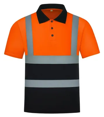 Zdjęcie produktu dla Koszulka polo ostrzegawcza, krótki rękaw, wysoka widoczność, odblaskowa, zgodna z normą EN ISO 20471, klasa 2, pomarańczowa, rozmiar L