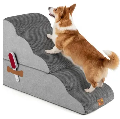 Image de Escalier pour chiens PW10161GR, 5 marches, 85 x 40,5 x 57 cm, gris