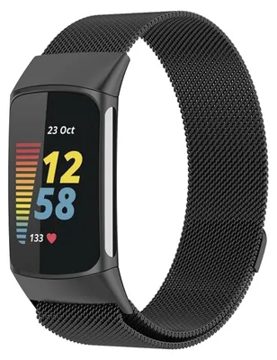 Obrázek produktu pro Pro Fitbit Charge 6 / 5 Kovový ocelový náramek s magnetickou sponou Black