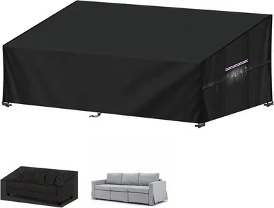 Immagine prodotto di Copertura impermeabile per panchina da giardino - Nero - 1 pezzo - Tessuto Oxford - 208x99x89/61 cm