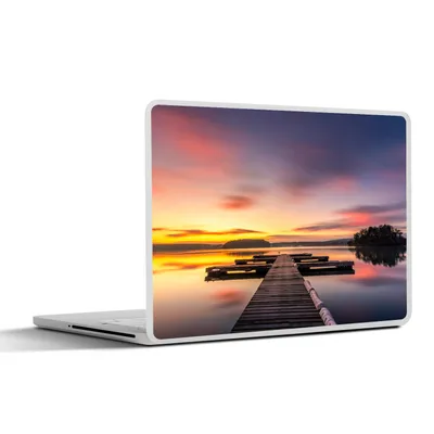 Produktbild von MuchoWow® Laptop Aufkleber Sticker Cover Steg - Sonnenuntergang - Wasser - Meer - Spiegelung 30x22 cm - Laptop-Sticker