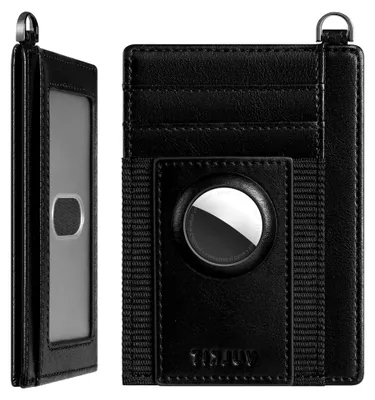 Produktbild von Schlanke AirTag-Geldbörse mit Halter, Leder-RFID-blockierende Kartenhalter, Minimalistische Smart-Geldbörse mit Schlüsselanhänger