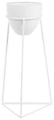Obrázek produktu pro BELIANI Květináč stojan na rostliny bílé železo 30 x 28 x 58 cm interiérový kovový stojan na květiny moderní