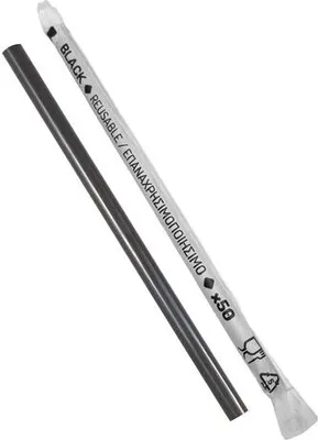 Produktbild von 500x Trinkhalme Kunststoff PP Mehrweg schwarz einzeln gehüllt 200 mm Ø 7mm