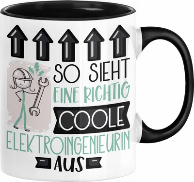Produktbild von Elektroingenieurin Geschenk Tasse Geschenkidee für Elektroingenieurin Geburtstag Weihnachten Spruch So Sieht Eine Richtig Coole Elektroingenieurin Aus Kaffee-Becher  (Schwarz)