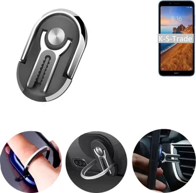 Produktbild von K-S-Trade 3in1 Smartphone-Ring Handy-Ring kompatibel mit Xiaomi Redmi 7A Fingerhalterung  Handyring Tischständer Lüftungsgitter-Halterung Tisch