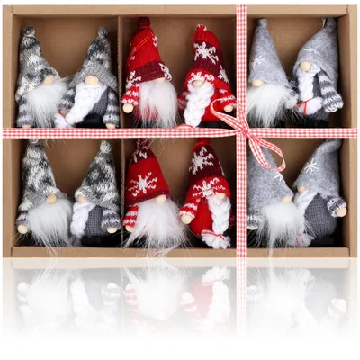 Produktbild von com-four® 12x Premium Weihnachtsbaum-Anhänger Wichtel - Christbaumschmuck - Wichtelfiguren-Geschenkanhänger - schwedisch-skandinavische Deko-Trolle