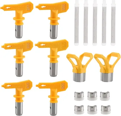 Imagen del producto de Kit de accesorios para pistola de pintura sin aire, de 13 piezas, que incluye 6 boquillas y 5 filtros, ideal para trabajos de pintura